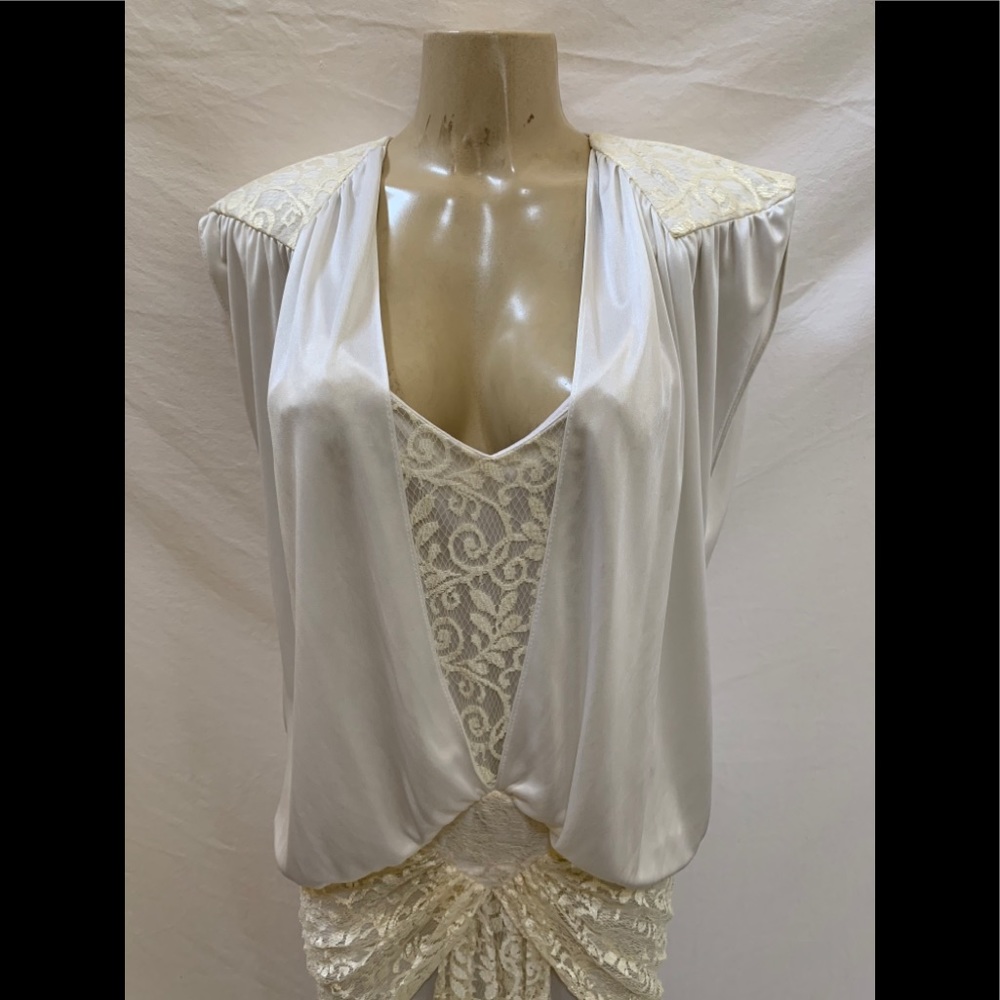 VTG 80s Judys Size 11 White Drop Waist Dress - Picture 3 of 11